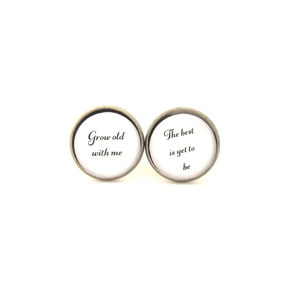 Gift for Groom, Wedding Cufflinks, Grow Old with Me The Best is Yet to Be
